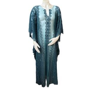 Free People X Jen's Pirate Booty Cathedral Mykanos Kaftan -Deep Sea O/S NWT